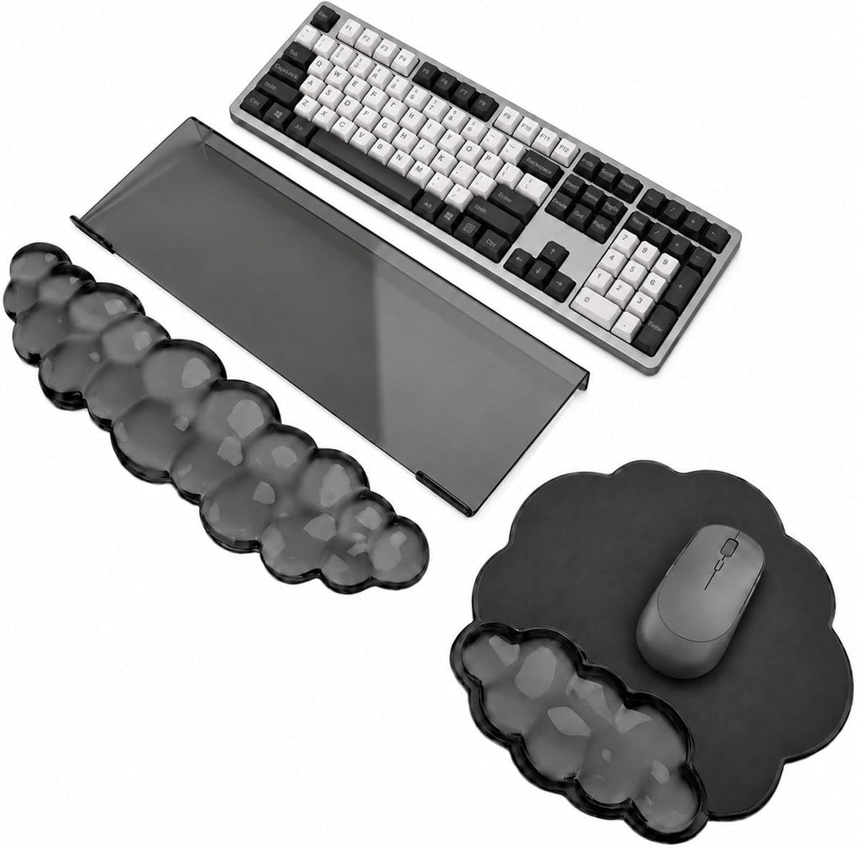 Keyboard Stand with Wrist Rest and Mouse Pad, Acrylic Keyboard Riser, Black