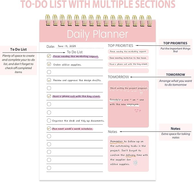 Tlenpo To Do List Notepad, 60 Sheets, Productivity Planner - Image 5