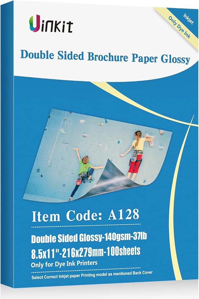 Uinkit 100 sheets Photo Paper Glossy Double Sided 8.5x11 Inkjet 37lb 140gsm Dye by UinkitHandicraftsandConservationSpecialist