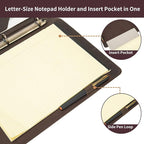Geslun Genuine Leather 3 Ring Binder, 8.5 x 11 Letter Size Folio - Image 9