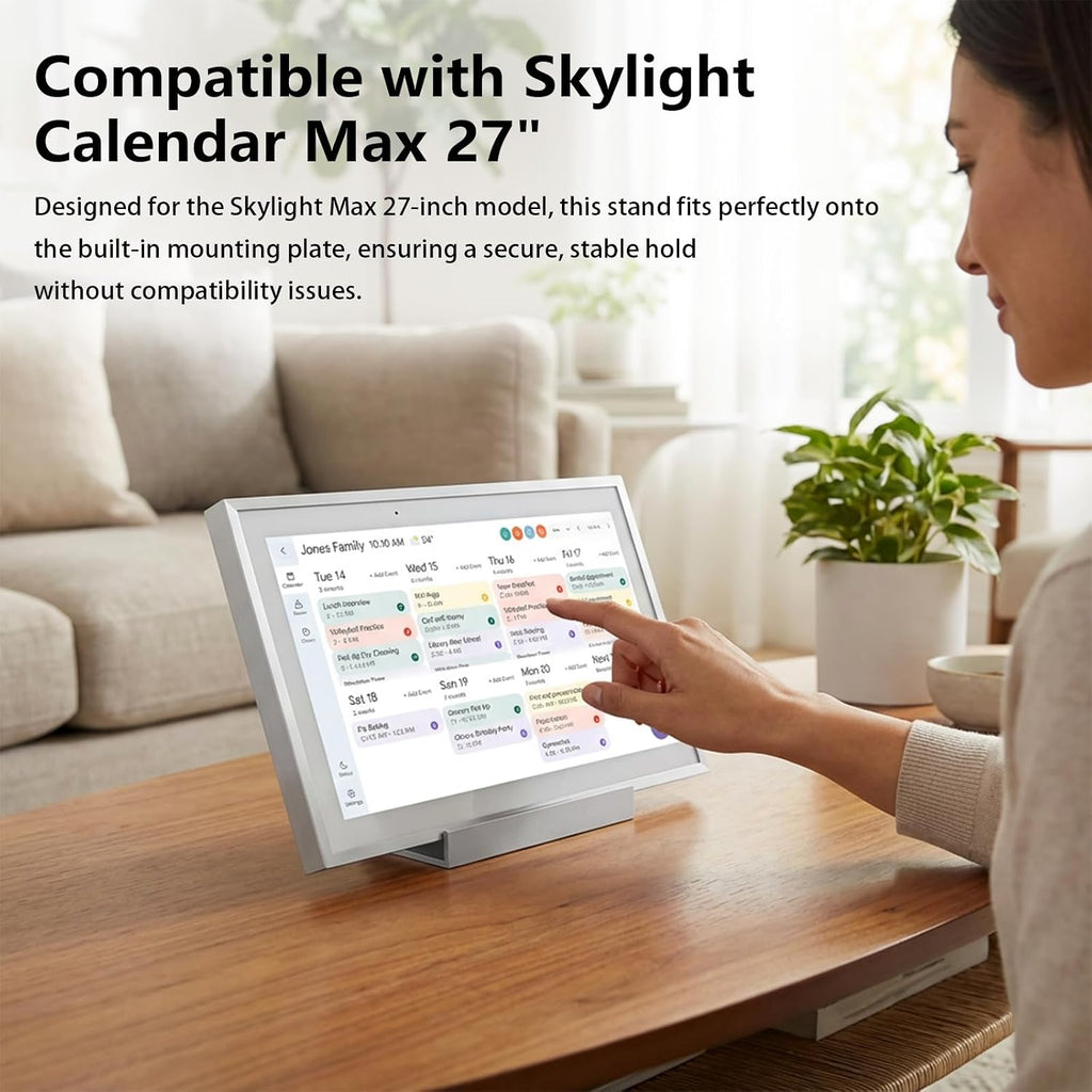 Compatible with Skylight Calendar Stand, Freestanding Desk Mount Holder for Skylight Calendar Max 27 Inch, Desktop Holder, Stable Base for Digital Calendar, Tool-Free Wall Mount Alternative (White)