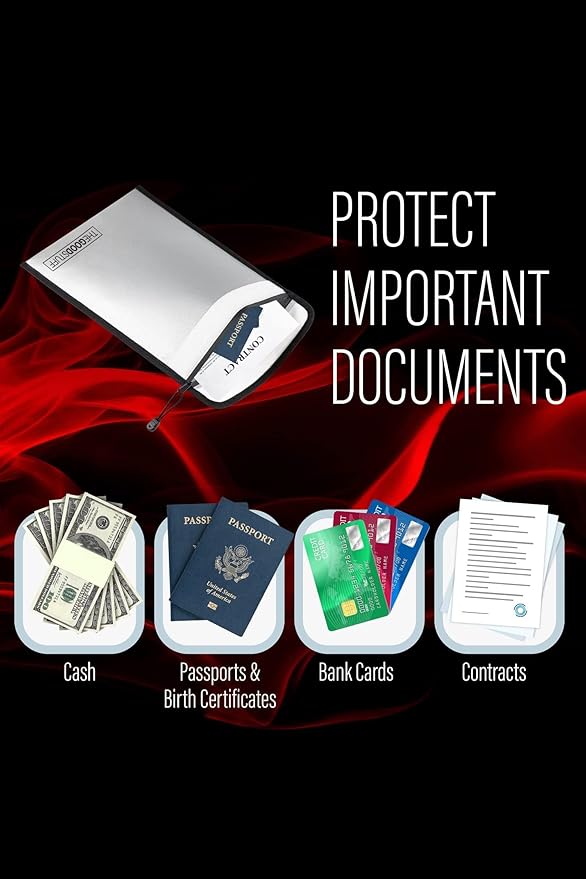Fireproof Document Bag Legal Size: 15" x 11" Protect Birth Certificates - Image 3