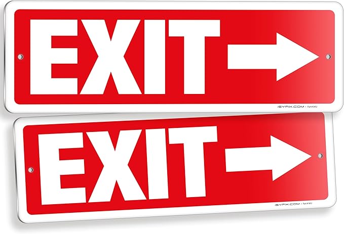 iSYFIX Exit Signs 2 Pack 12x4 Inch by iSYFIXPREMIUMSIGNS