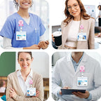 Barely Cried Today Funny Nurse Badge Reel, Cute Pink Ribbon Retractable ID Card - Image 3