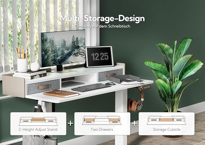 Claiks Standing Desk with Drawers, Adjustable Stand Up Electric Small Standing - Image 4