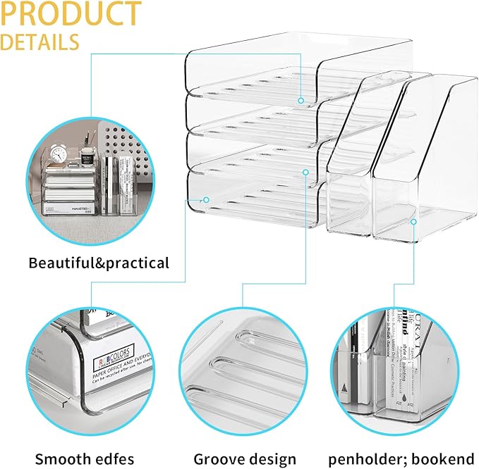 FANXIYQ 4-Tier Brown Acrylic Paper Tray Organizer - Image 3