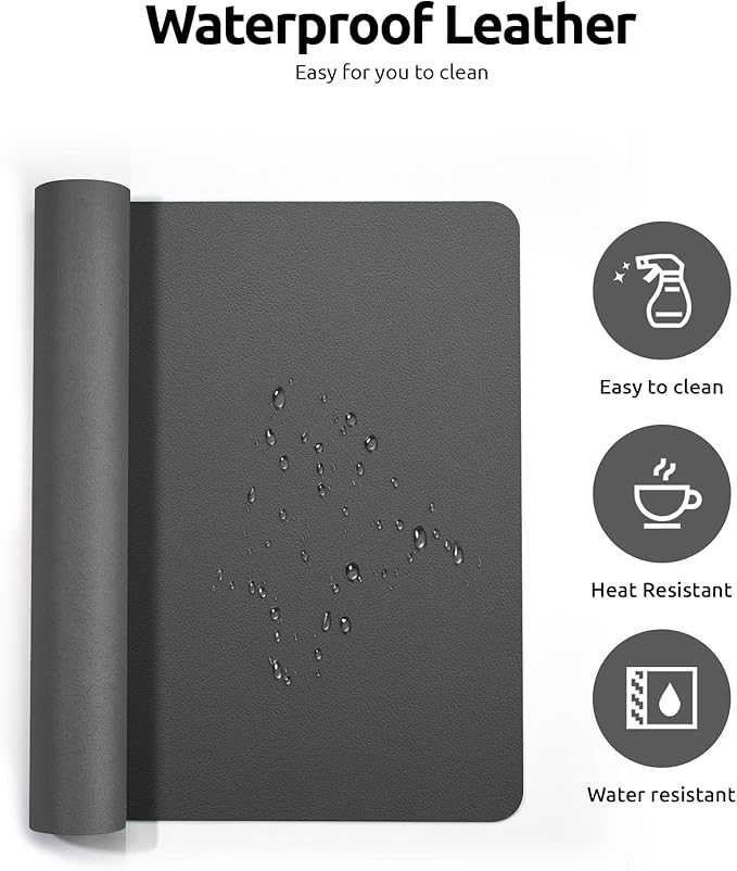 YSAGi Leather Desk Protector, Office Mat, Large Mouse Mat, Non-Slip PU Leather - Image 4
