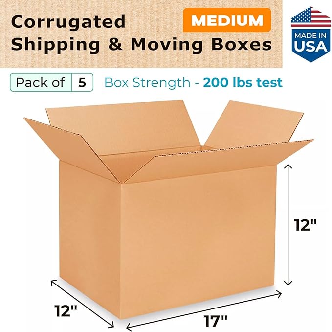 Medium Shipping & Moving Boxes 17 x 12 x 12 inches - Image 2