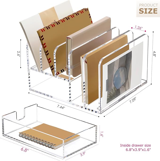 SANRUI Acrylic Mail Sorter Desktop Organizer Holder - Image 2