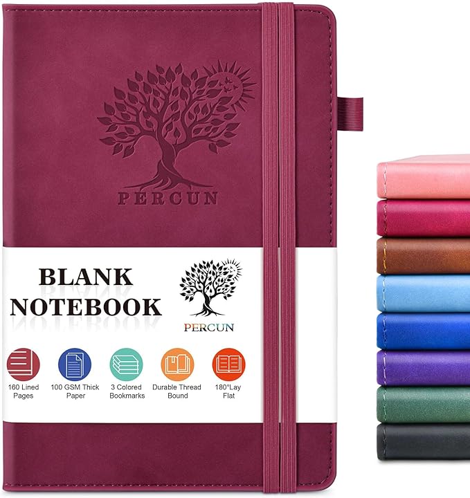 PERCUN Blank Journal Ntebook for Men & Women, 160 Pages Blank Journals for by PERCUN