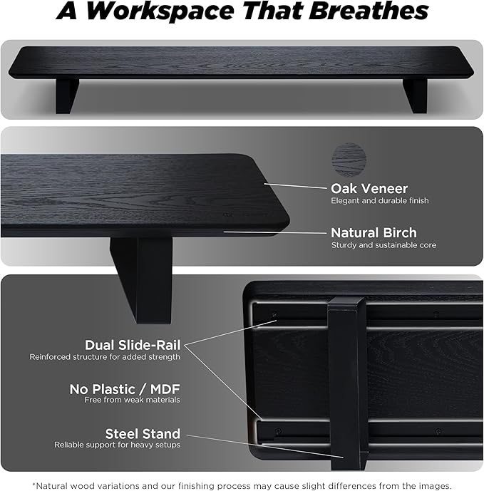 ULTRARM Moodular Wooden Monitor Stand 45.6” Large Desk Organizer - Image 3
