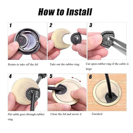 TuTuYa 4PCS Desk Grommet, Bronze Desk Grommet 2Inch Desk Cable Grommet Desk - Image 6