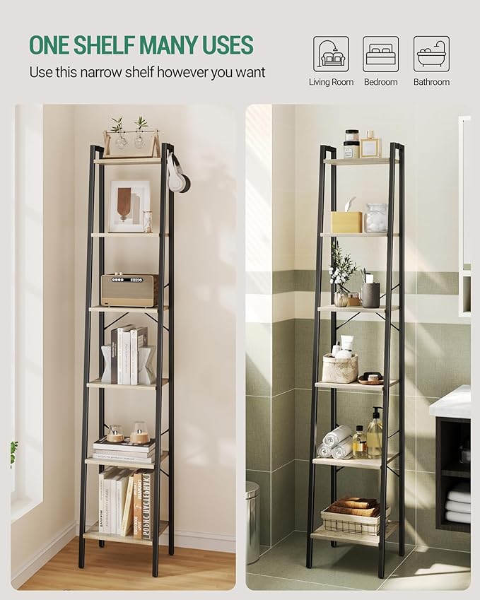 Hzuaneri Ladder Shelf, Bookshelf Bookcase, Freestanding Corner Storage Shelve - Image 3
