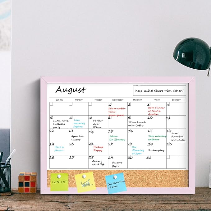 Dry Erase Calendar Cork Board Combo, 18x24 Inches Calendar Whiteboard - Image 8