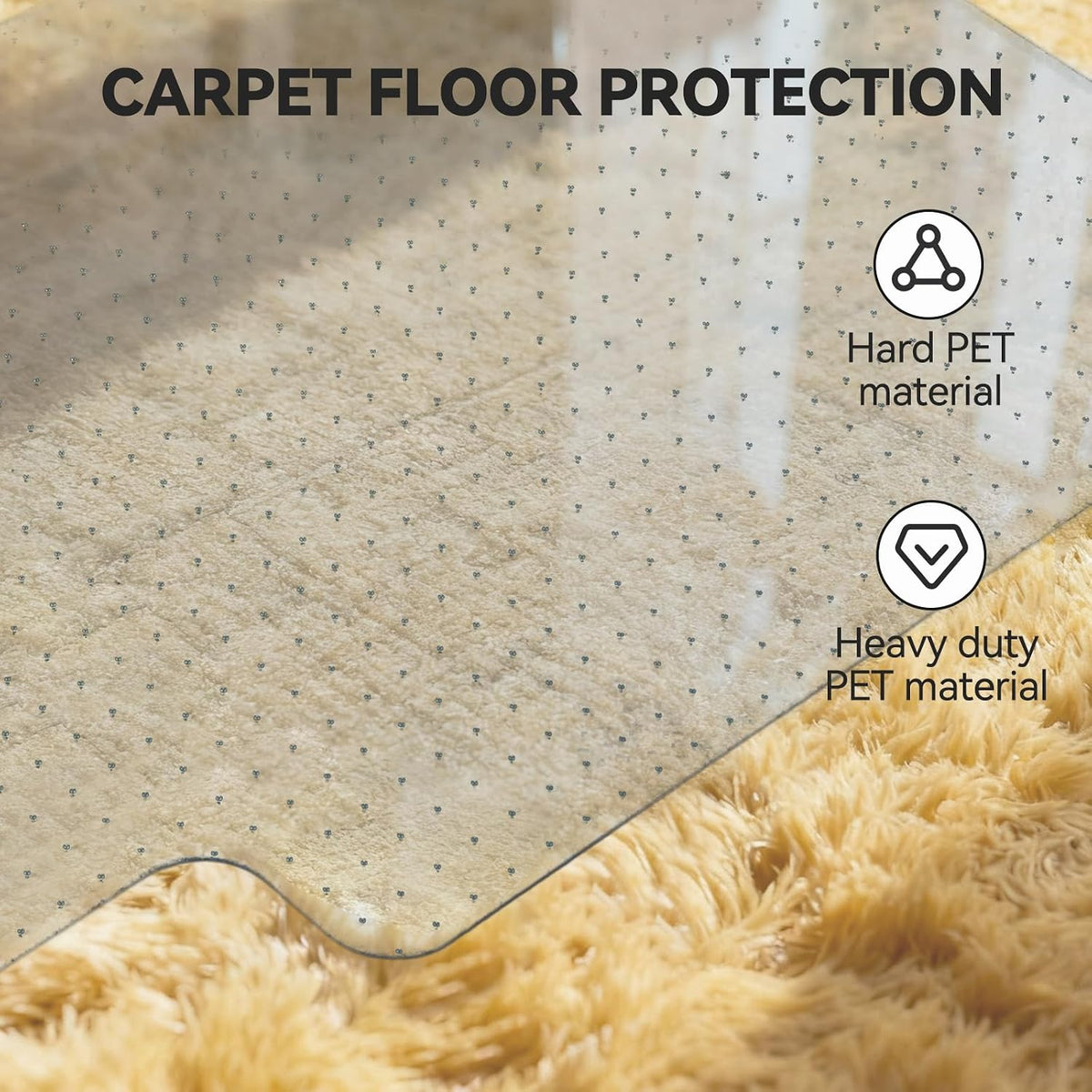 32"x48" Office Chair Mat for Carpet with Lip, Flat Shipping | Heavy Duty Hard Clear Chair Mats, Under Desk Protector Floor Mat, Smooth Glide Plastic Rolling Computer ChairMat
