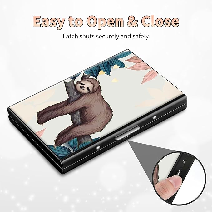 BWEGRHE Slim Credit Card Holder, Sloth RFID Blocking Metal Wallet - Image 6