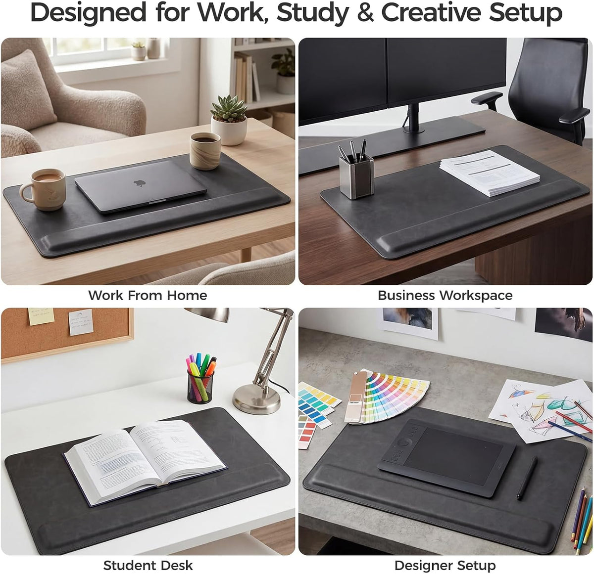 Magnetic Desk Mat System with Wrist Support 80×40cm, Premium Leather Desk Pad...