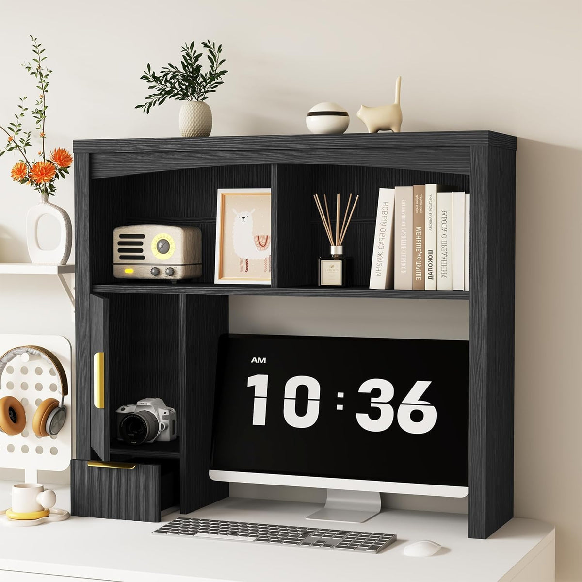 Desk Hutch Shelf, Desktop Shelf Organizer 37 inch Wide Desktop