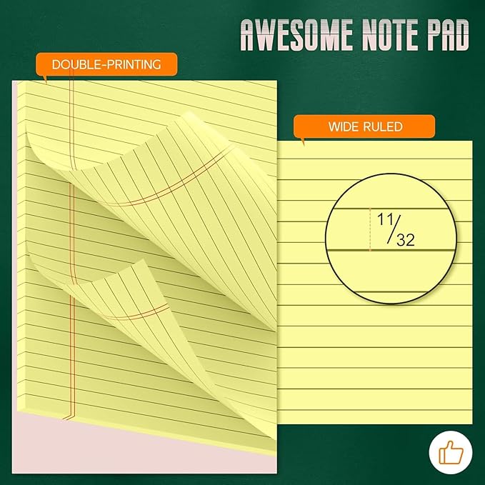 Legal Pads 8.5 x 14 Note Pads, 10 Pack Writing Pads Wide Ruled Notepads - Image 3