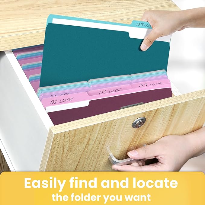 SUNEE File Folders Letter Size Vintage Colors, 100 Pack Manilla Folders 8.5 x - Image 5