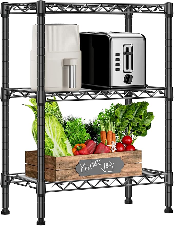 M MZG 750 lbs 3 Tier Shelf Metal Storage Shelves Wire Rack Closet Organizers by MEIGAOPLASTICANDMETALHKCOLIMITED