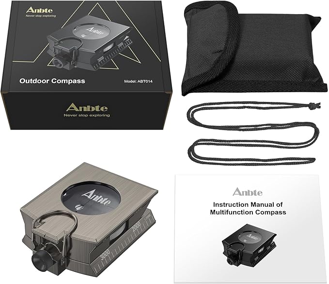 Anbte Compass Hiking Survival, IP65 Waterproof Metal Compass - Image 9
