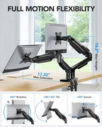 HUANUO Dual Monitor Stand, Fully Adjustable Gaming Monitor Desk Mount - Image 3