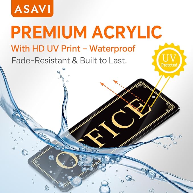ASAVI “OFFICE” Acrylic Door Sign – Waterproof & Fade-Resistant Office Label - Image 3