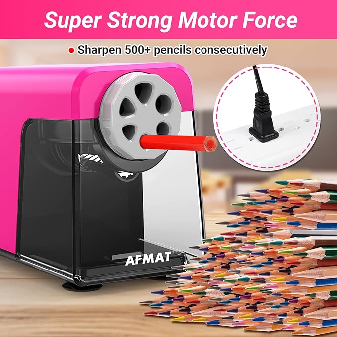 AFMAT Heavy Duty Electric Pencil Sharpener, 6 Holes, Auto Stop Pencil - Image 5