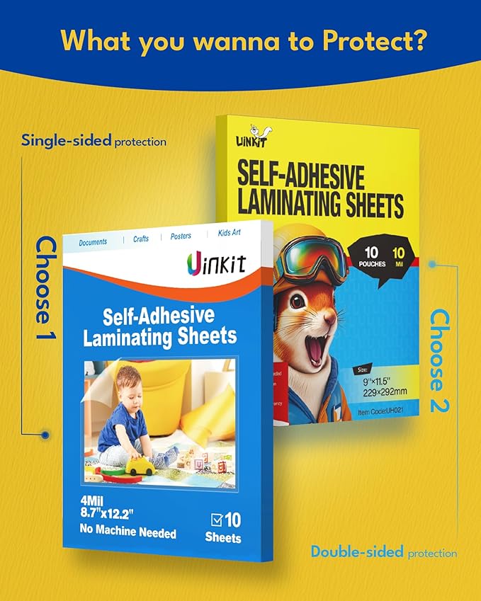 Uinkit 10Mil Self-Sealing Laminating Pouches Business Card Size, - Image 6