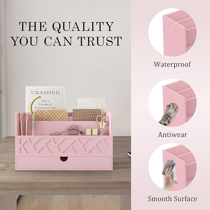 Wisuce Bamboo Mail Organizer Countertop Desktop - Image 4