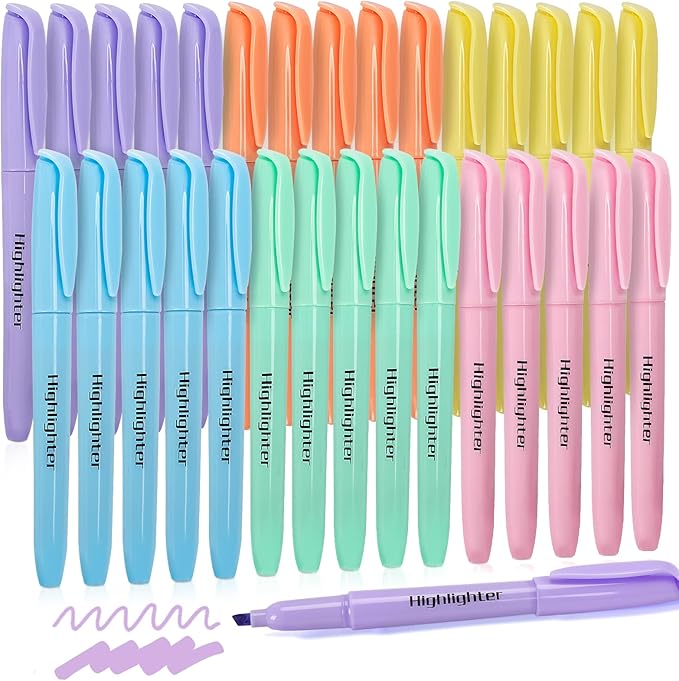 Duchong 30 Count Highlighters, Pastel Highlighters Assorted Colors Bulks by Duchong