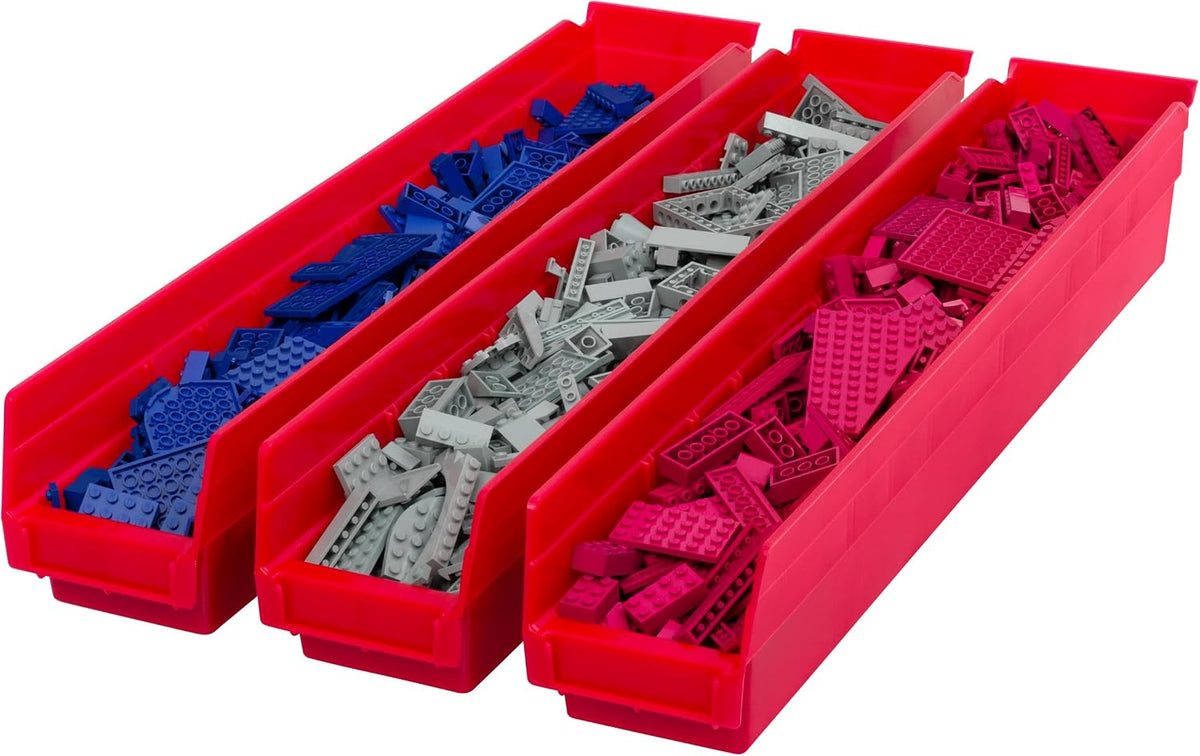 Akro-Mils 30124 Heavy Duty Plastic Shelf Bins, 24"x 4"x 4", Re...