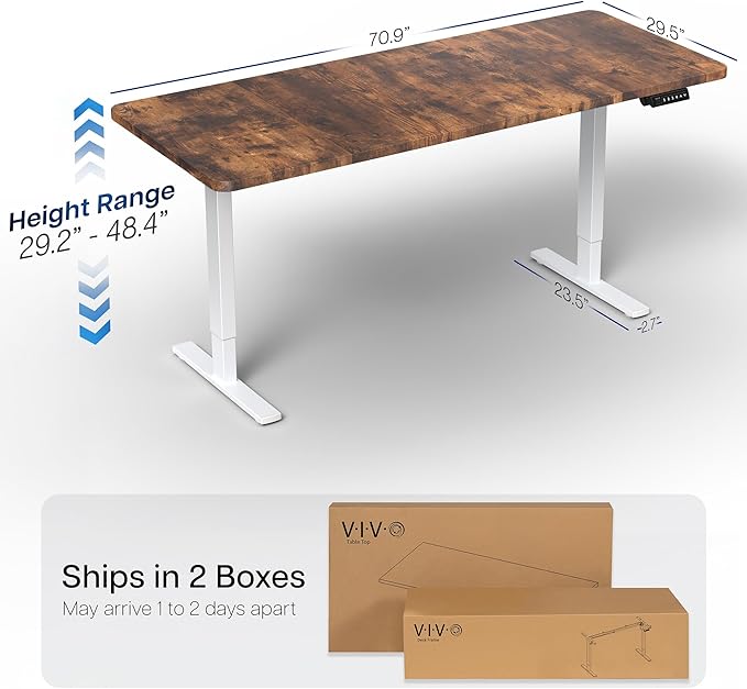VIVO Electric 71 x 30 in Rustic Standing Desk, Memory Height Adjustment - Image 3
