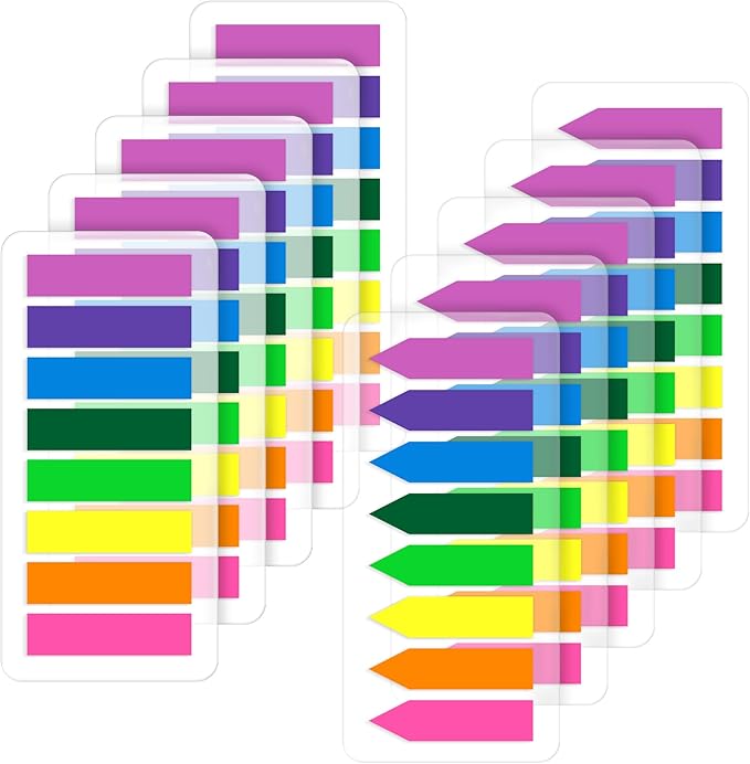 Page Markers Bright Sticky Tabs, Translucent Small Sticky Notes Flags and Arrow by TKTB