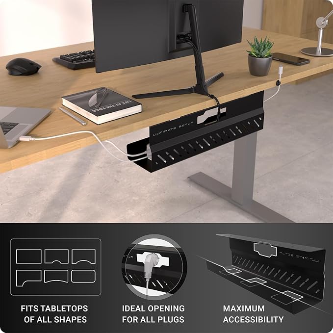 Under Desk Cable Management Tray no Drill – Wire Management - Image 2