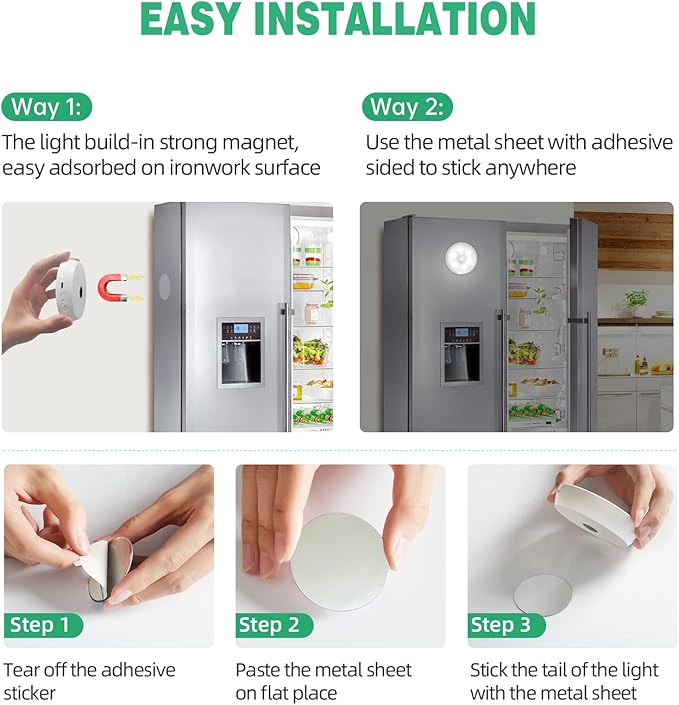 LED Closet Motion Sensor Step Lights, USB Rechargeable Battery Operated Puck - Image 5