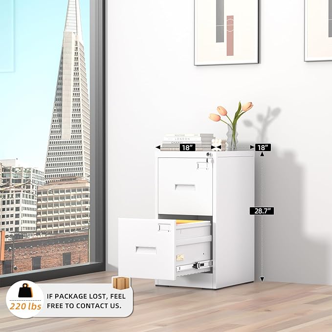 INTERGREAT 2 Drawer File Cabinet, Lockable Vertical File Office Cabinet - Image 4
