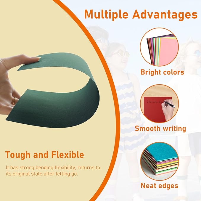 100 Sheets 20 Assorted Colors Cardstock 8.5 x 11 Craft Paper, 200gsm/75lb - Image 3