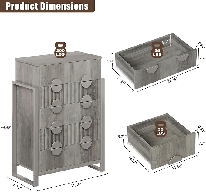 LGHM Fluted Dresser for Bedroom - Image 3
