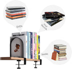 WOMACO Book Ends for Heavy Books, Heavy Duty Bookend for Shelves, Super Steady Clamp-On Non-Skid Metal Book Shelves Holders Stoppers for CDs, Vinyl Records (Black, 6 Pairs)