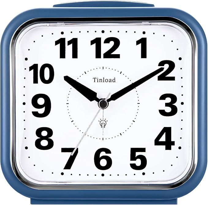 Tinload 5.5" Large No Ticking Analog Alarm Clock, Silent Readable by Tinload