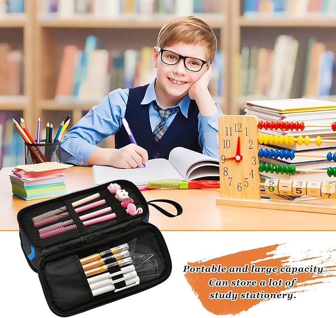BOENLE 3d Basketball Blue Lighting Pencil Case Box Boys Girls Large Pencil Pouch - Image 7