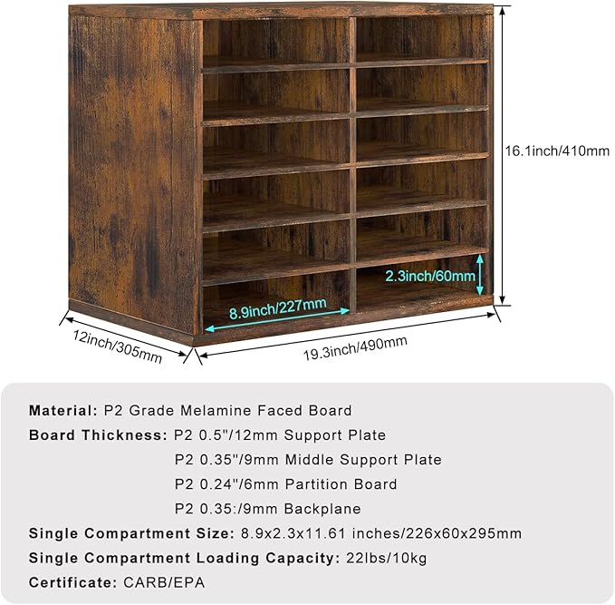 PAG Countertop Mail Sorter Organizer, Wooden Literature Organizer, Student - Image 2