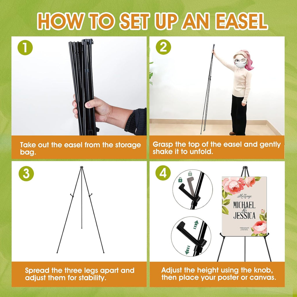aroic 63" easel stand for display, 3 pack shown in use