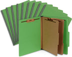 Blue Summit Supplies 10 Classification Folders, 2 Divider, Green | Heavy-duty, 2 in expansion, 2 prong fasteners, 2 dividers, 6 sections, for medical, legal, and personnel files