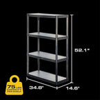 CX 4-Tier Plastic Storage Shelving Unit 2-Pack, Medium Duty, 75lbs Per Shelf - Image 2