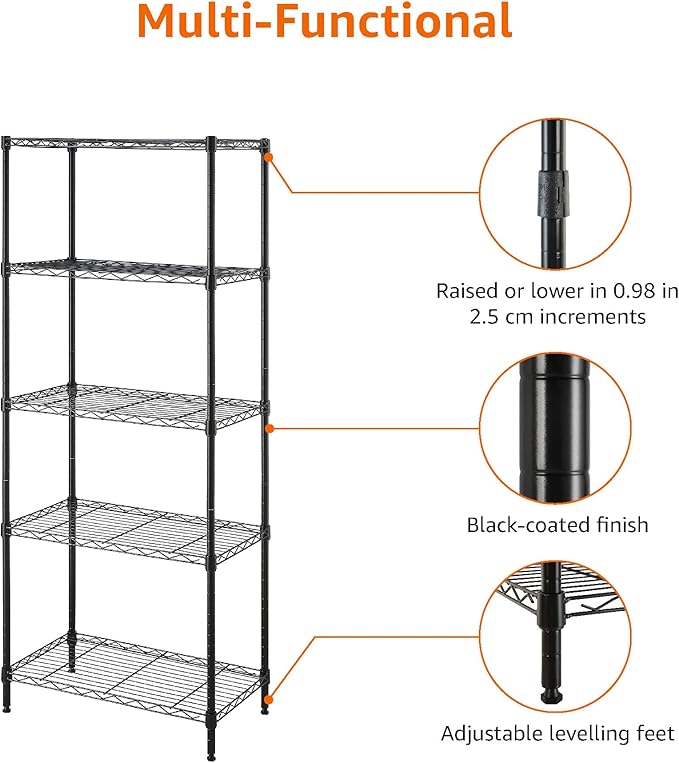 Amazon Basics 5-Shelf Multipurpose Adjustable Sturdy Steel Storage Shelving Unit - Image 6