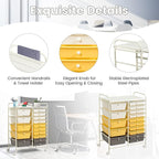 COSTWAY 15 Drawer Rolling Storage Cart, Utility Tools Paper Organizer on Wheels - Image 5
