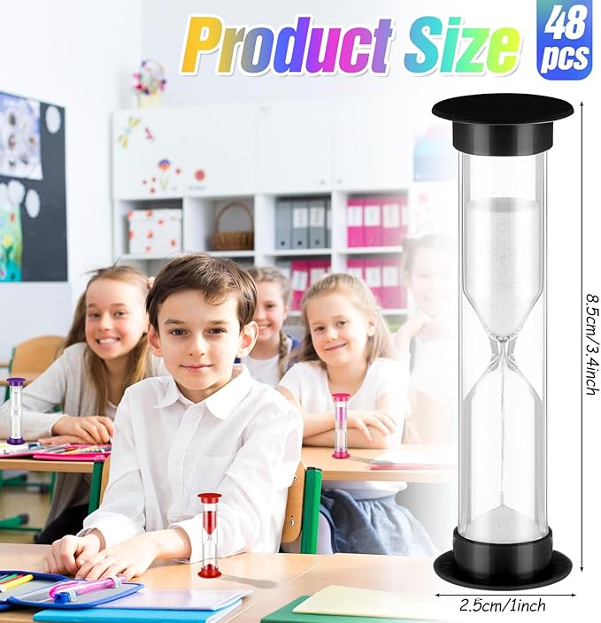 48 Pcs Back to School 5 Minute Sand Timer Bulk Colored Plastic Mini Multicolor - Image 2